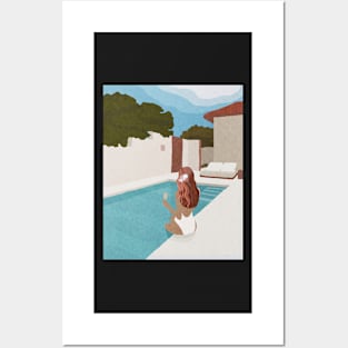Girl near the swimming pool, House Posters and Art